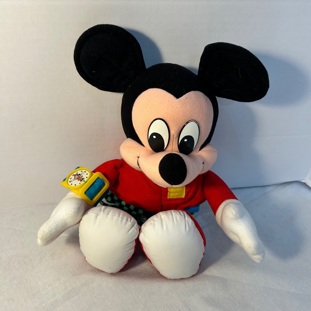 Vintage Disney Mickey Mouse Dress Me Learning Plush Toy Zipper Button Buckle